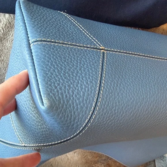 Aspinal of London Heritage Blue Pebble Leather Hobo Tote Bag - Picture 14 of 16